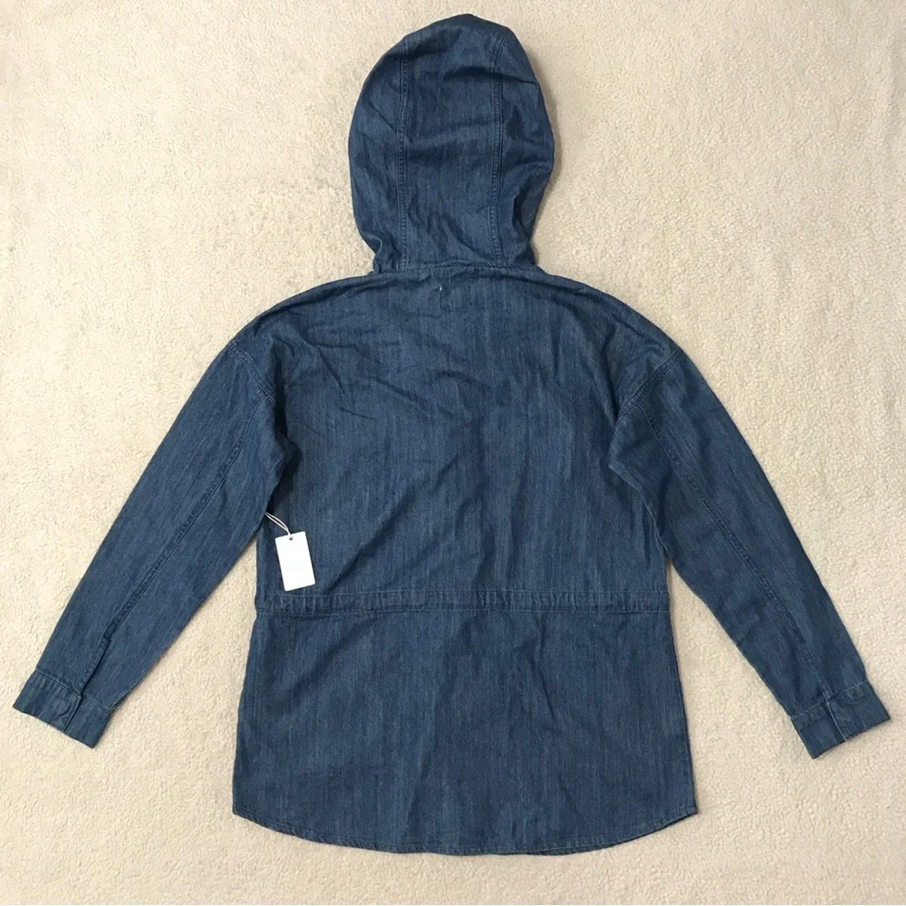 SOLD Forever 21 Denim Hoodie Jacket Oversized Parka Blue Pit to Pit 21β Size XS - Picture 11 of 16